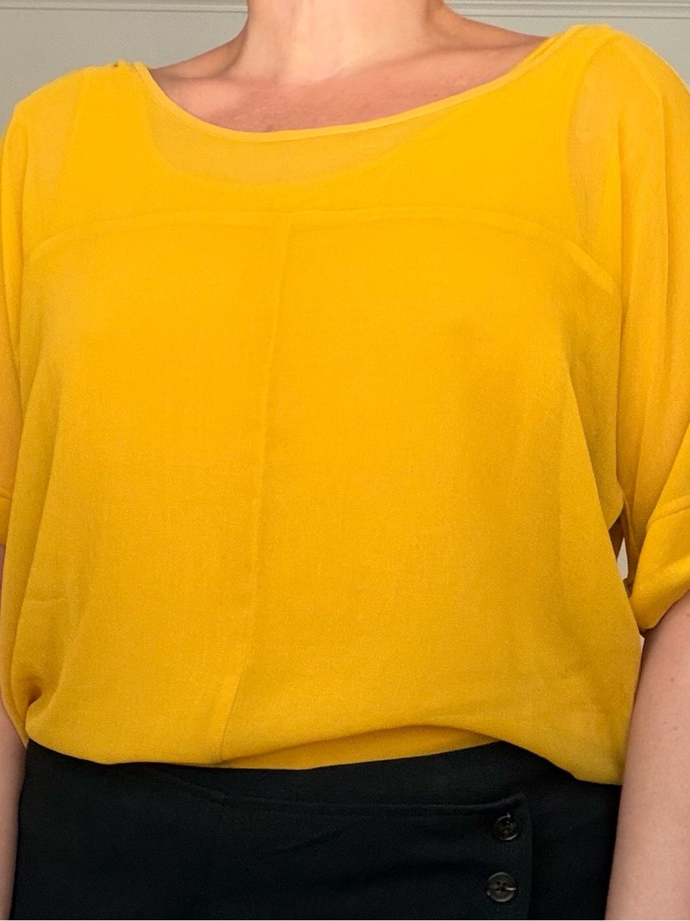 Worthington Bright Yellow Short Sleeve Blouse